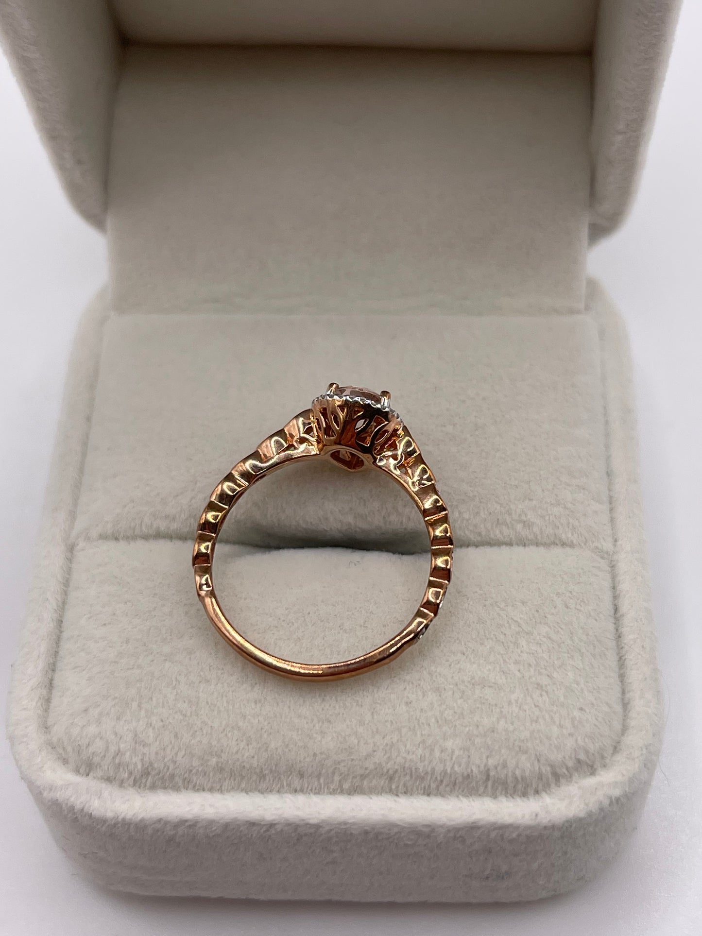9ct rose gold morganite and diamond ring