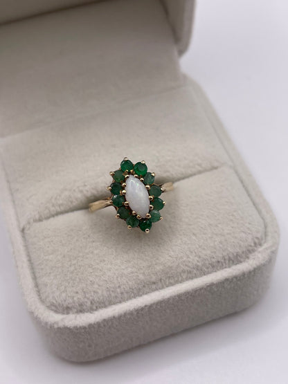 9ct gold opal and emerald ring