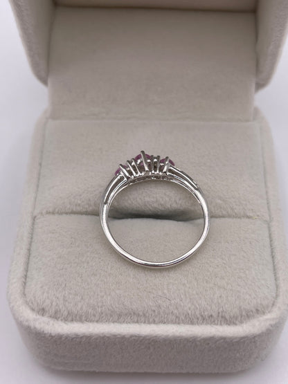 9ct white gold pink sapphire and diamond ring