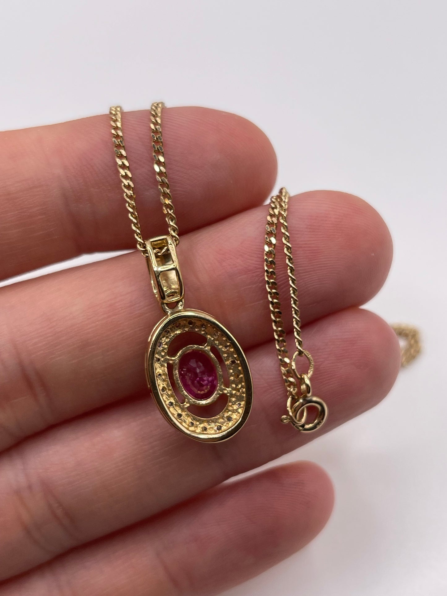 9ct gold tourmaline and diamond necklace