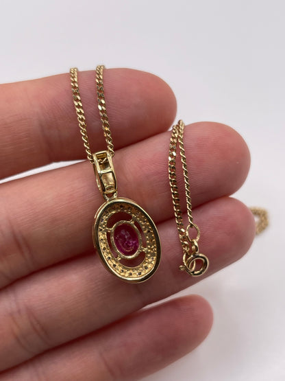 9ct gold tourmaline and diamond necklace