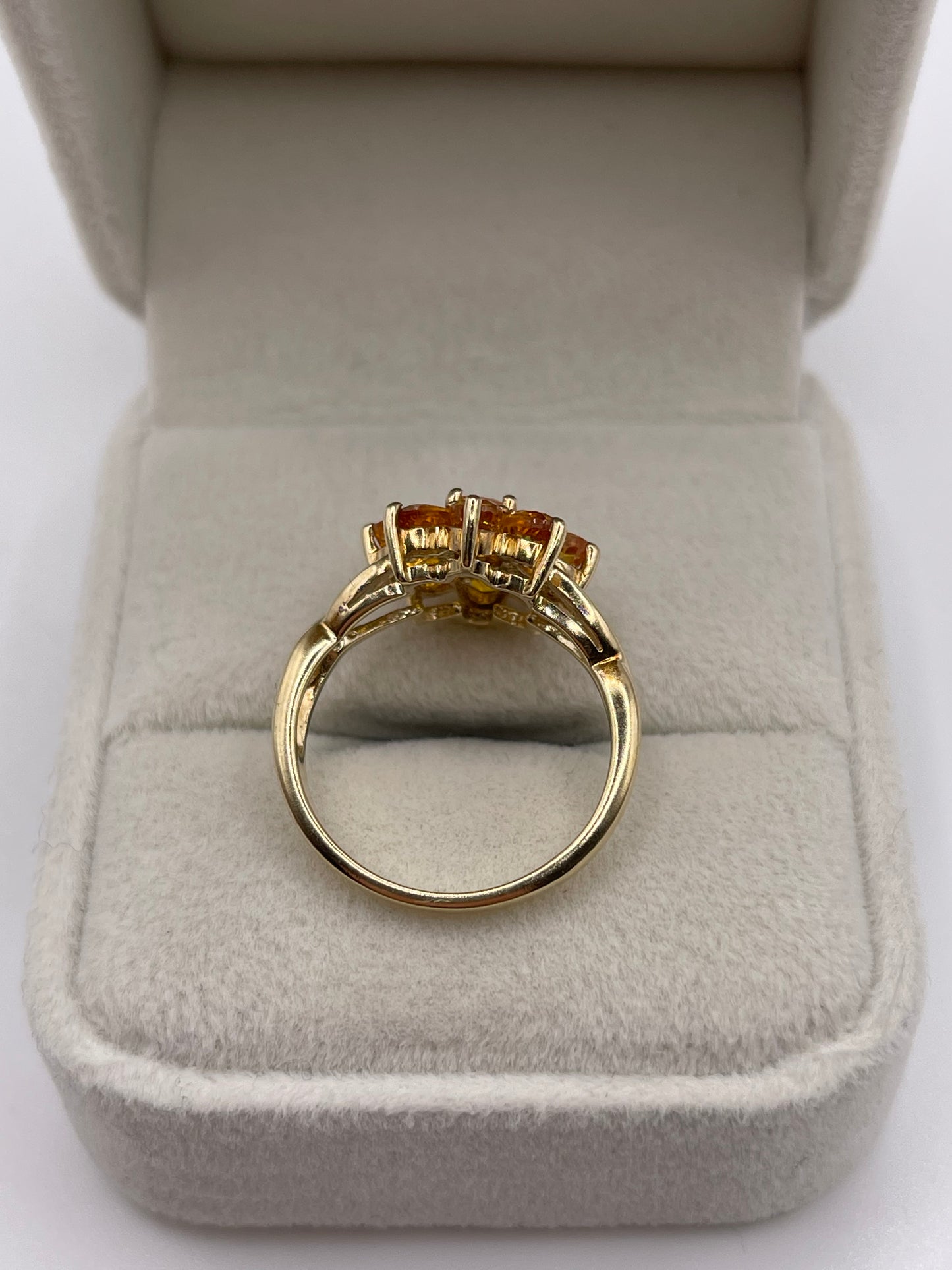 9ct gold orange sapphire cluster ring