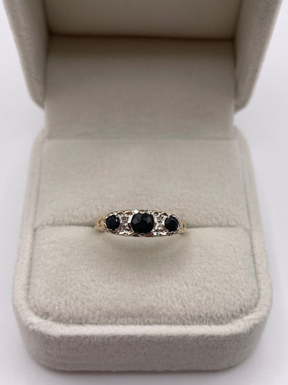 9ct gold sapphire and diamond ring