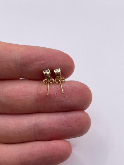 9ct gold opal and diamond earrings