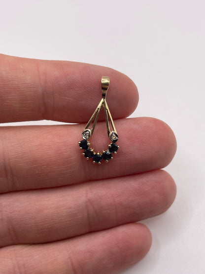 9ct gold sapphire and diamond pendant