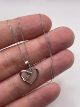 Load image into Gallery viewer, 9ct white gold diamond heart necklace
