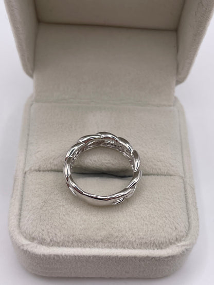9ct white gold diamond link ring