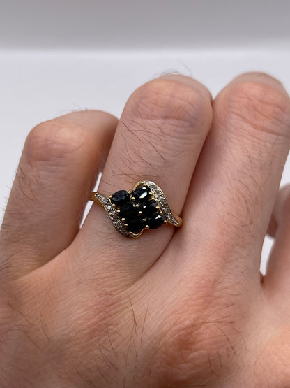 9ct gold sapphire and diamond ring
