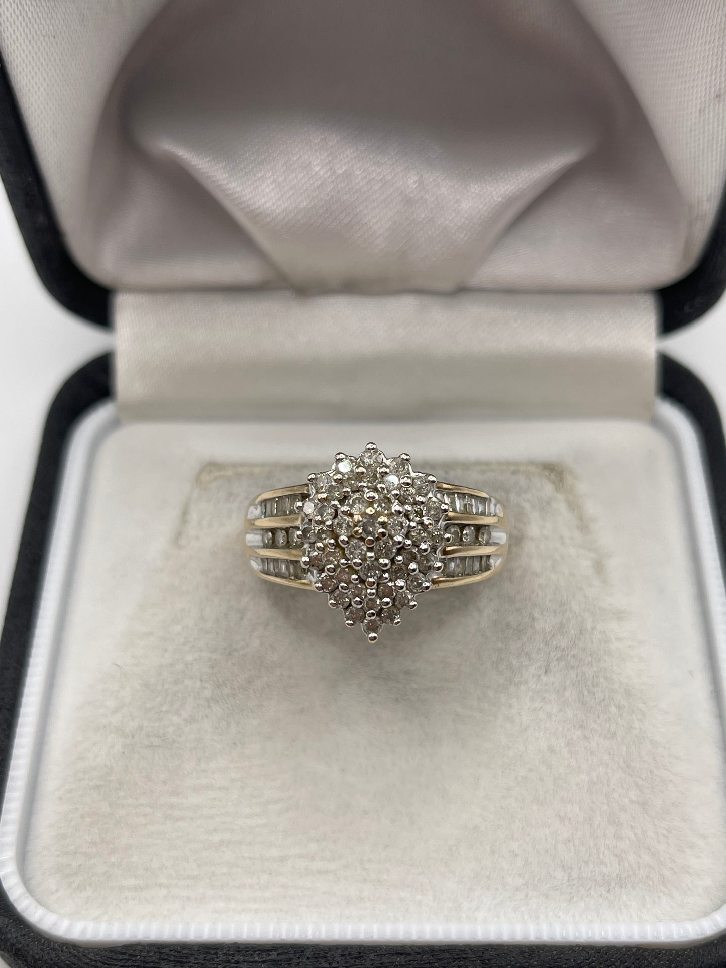 9ct gold 1ct diamond cluster ring