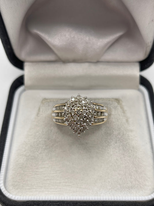 9ct gold 1ct diamond cluster ring