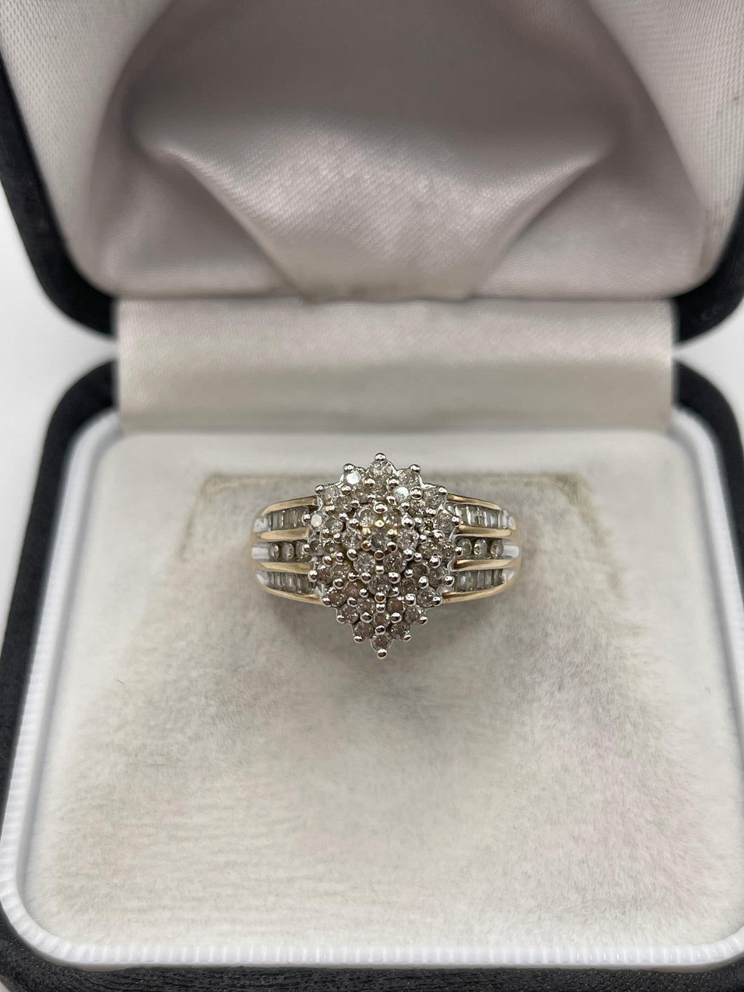 9ct gold 1ct diamond cluster ring