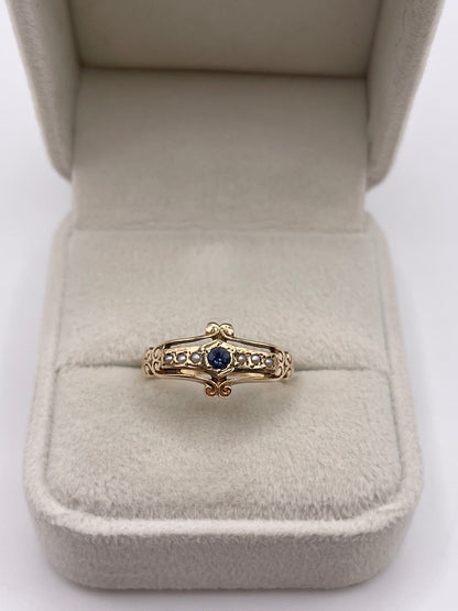 9ct gold sapphire and pearl ring
