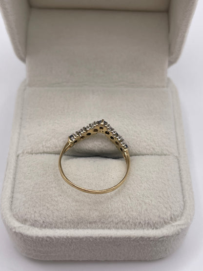 9ct gold sapphire and diamond wishbone ring