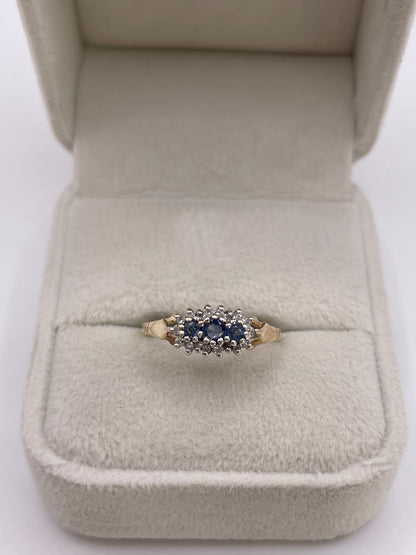 9ct gold sapphire and diamond ring