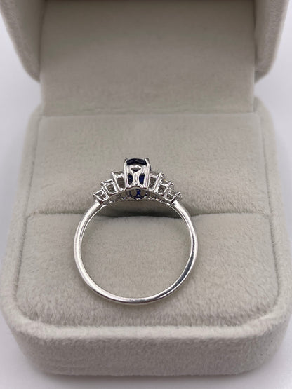 9ct white gold sapphire and diamond ring