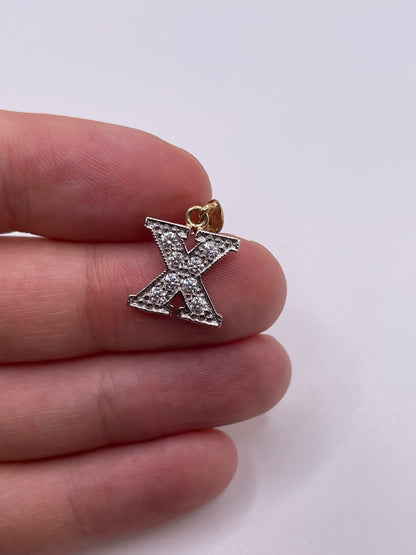 9ct gold cz initial X pendant