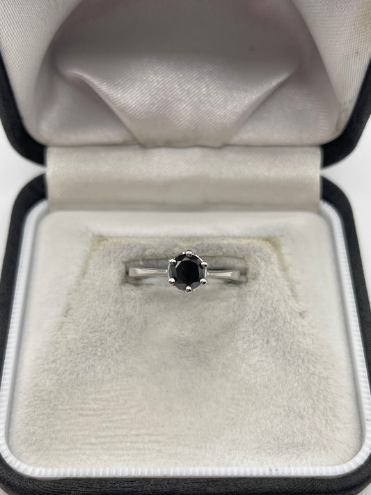 9ct white gold black diamond ring