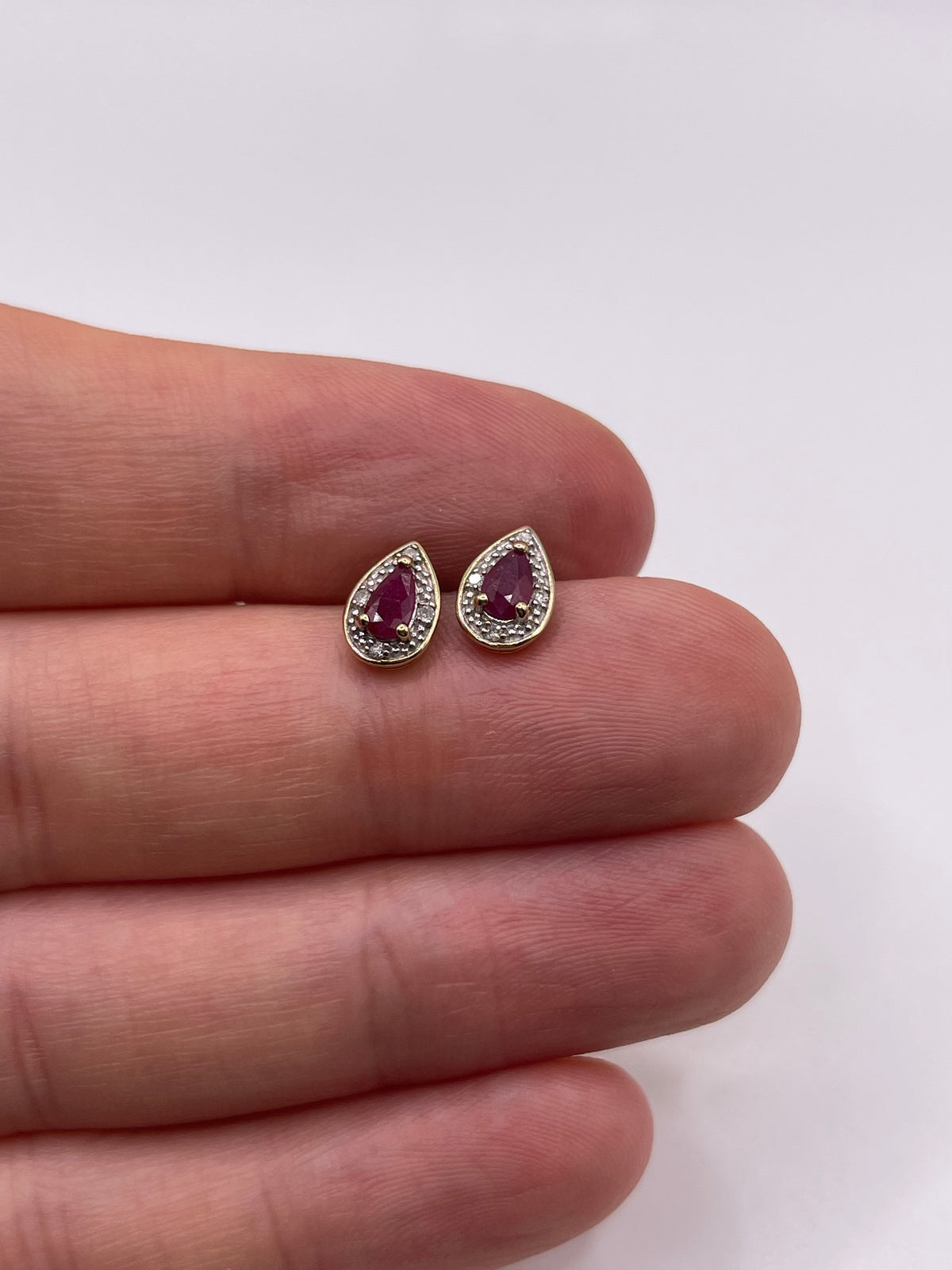 9ct gold ruby and diamond earrings