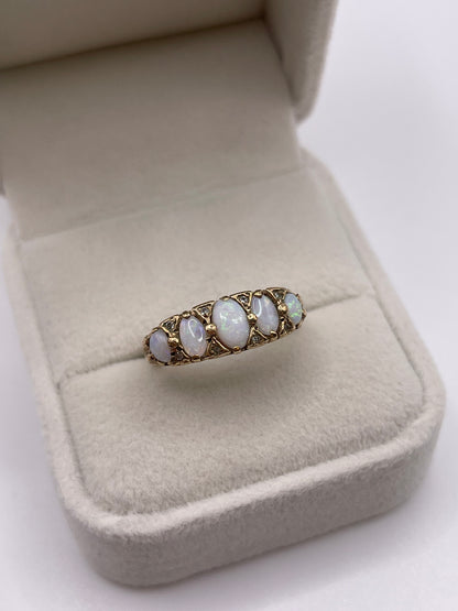 9ct gold opal and diamond ring