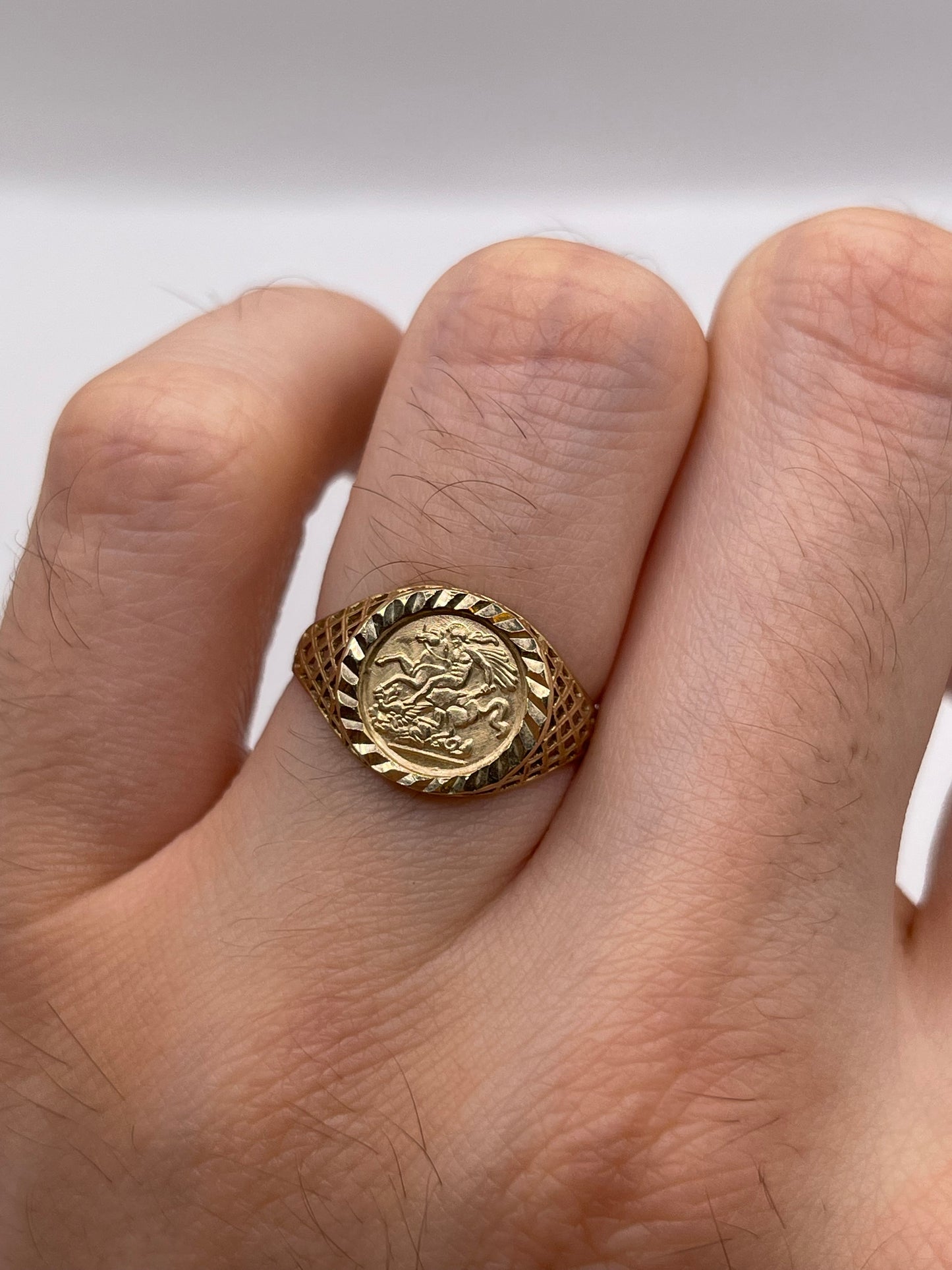 9ct gold St George ring