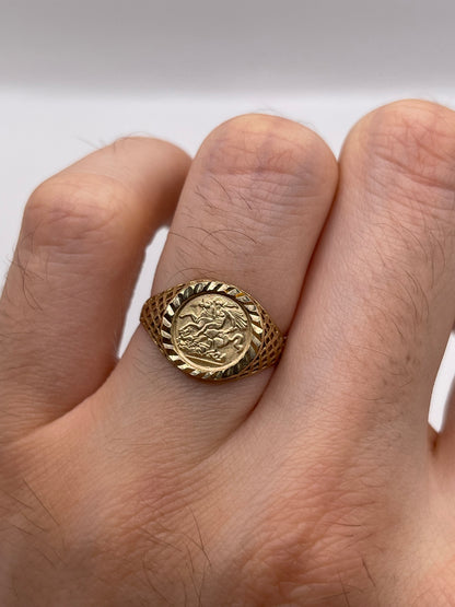9ct gold St George ring