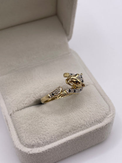 9ct gold sapphire and diamond panther ring
