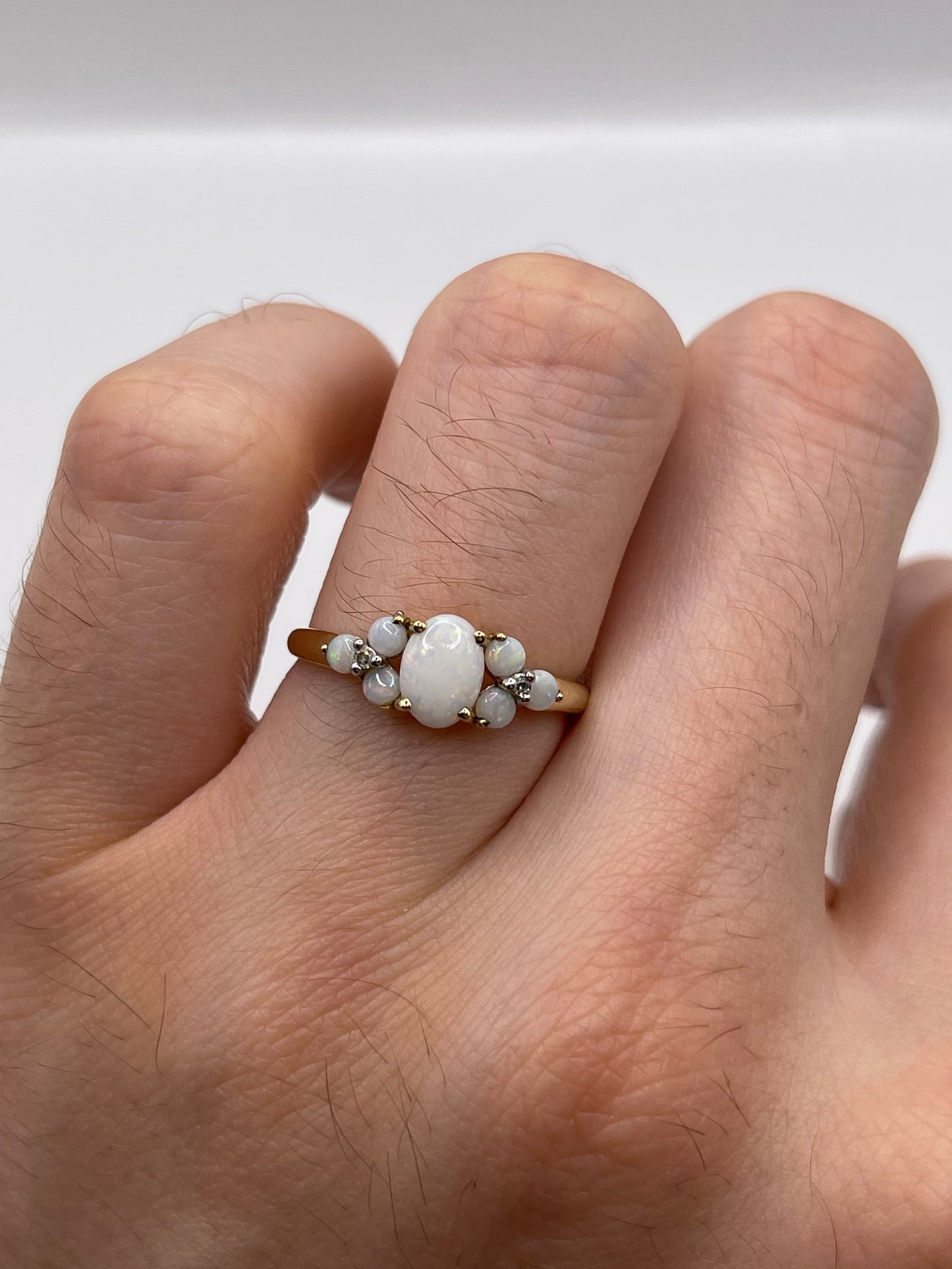 9ct gold opal and diamond ring