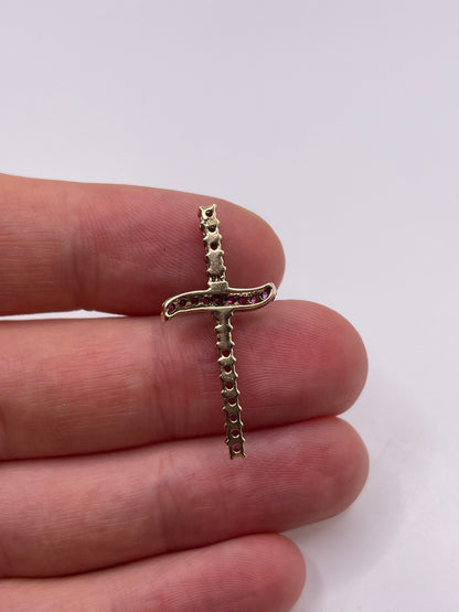 9ct gold ruby cross pendant