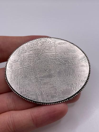 Silver Elizabeth street map brooch