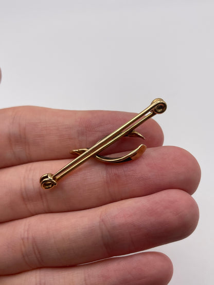Antique 9ct gold wishbone brooch