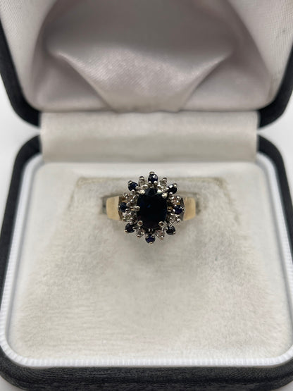 9ct gold sapphire and diamond ring