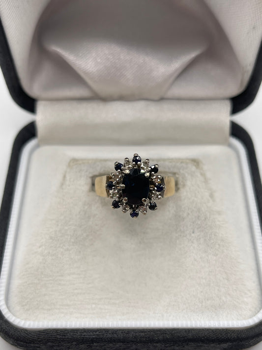 9ct gold sapphire and diamond ring