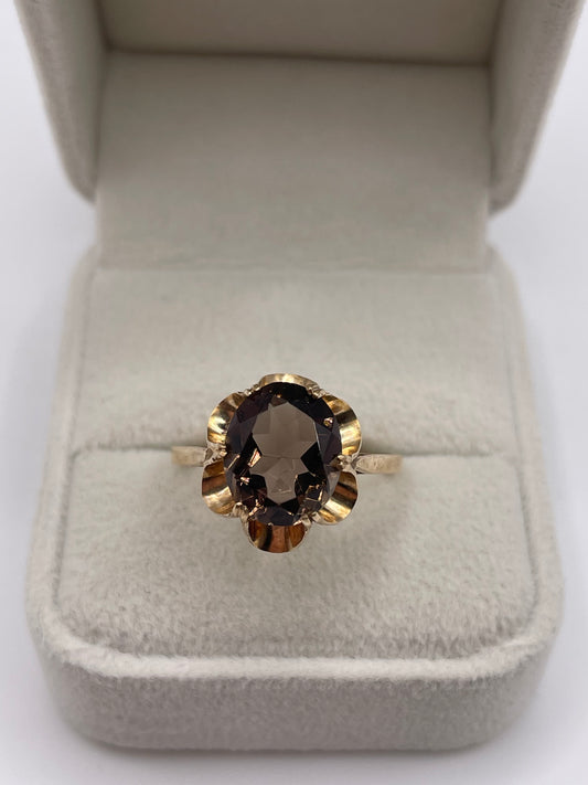 9ct gold Smokey quartz ring