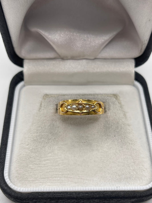 Antique 15ct gold pearl ring