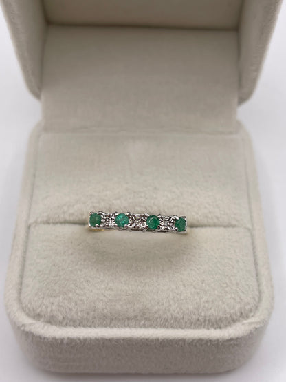 9ct gold emerald and diamond ring