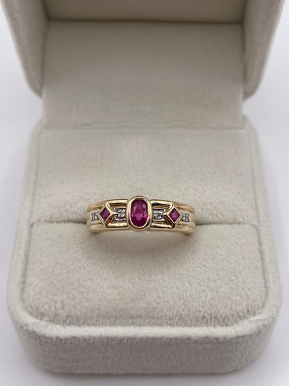 9ct gold ruby and diamond ring