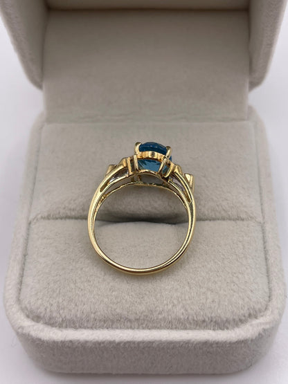9ct gold blue topaz and diamond ring