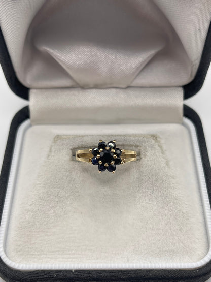 9ct gold sapphire cluster ring