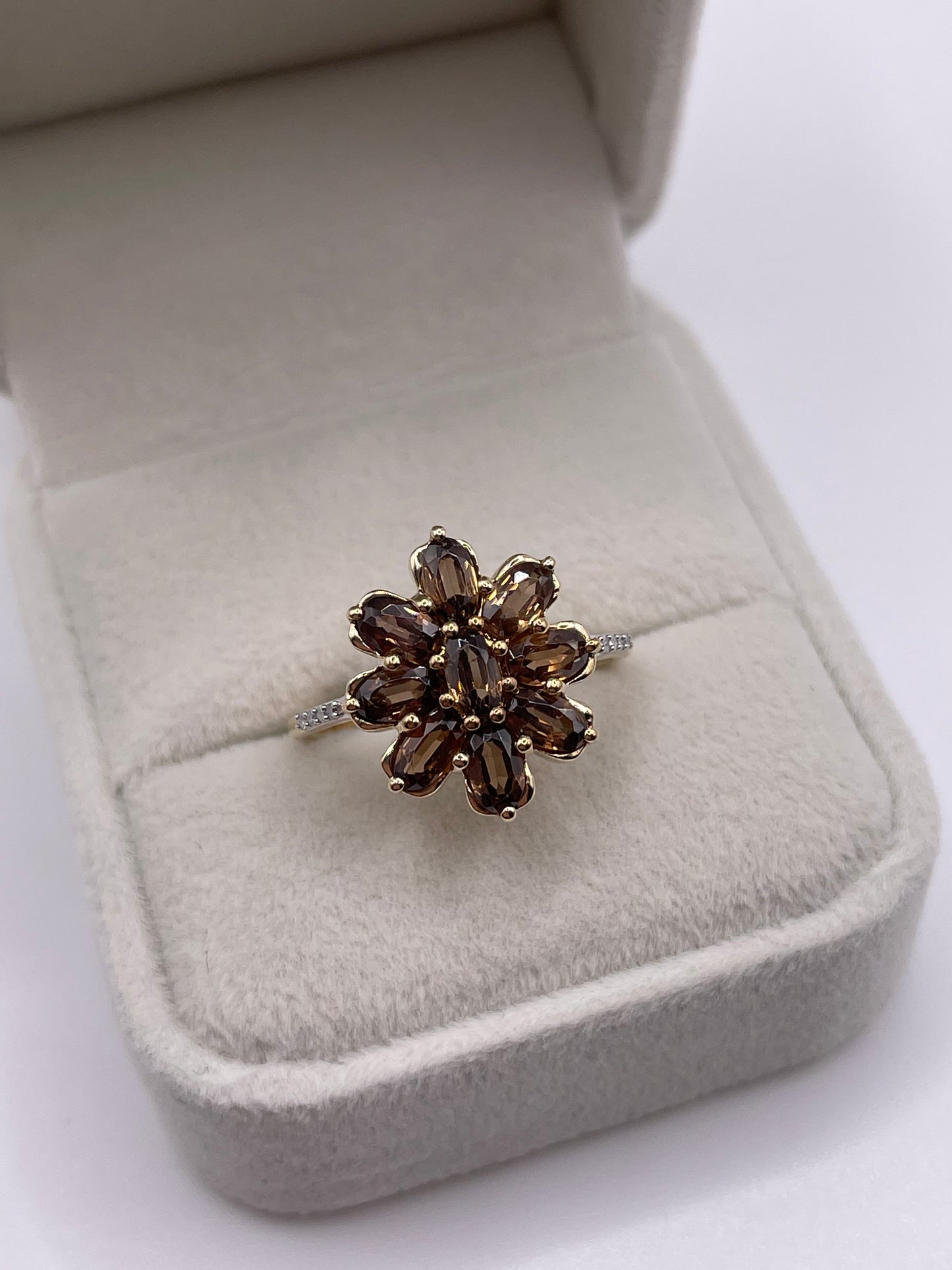 9ct gold andalulsite and diamond ring