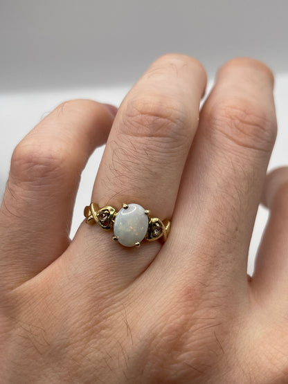 9ct gold opal and quartz ring