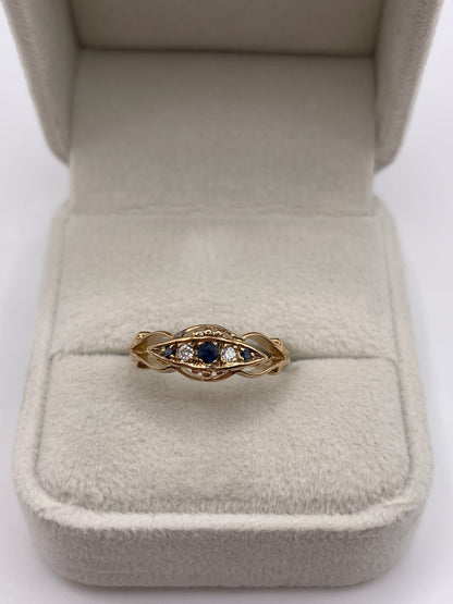 9ct gold sapphire and diamond ring