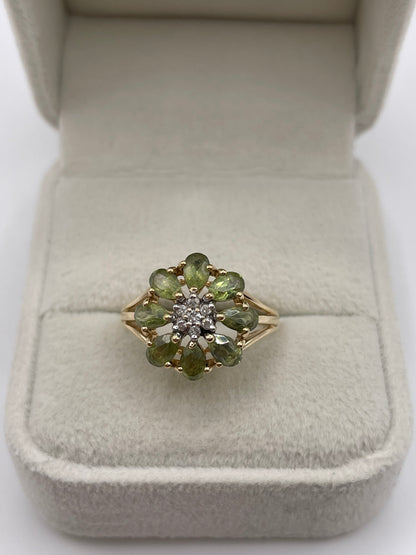 9ct gold quartz and diamond ring