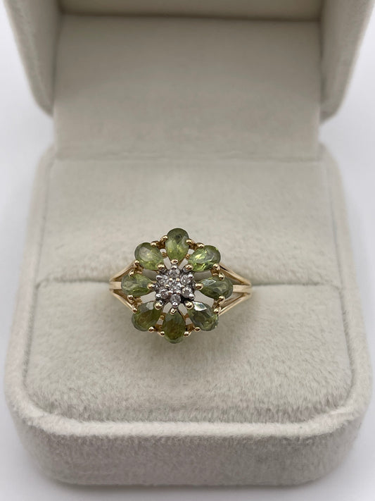 9ct gold quartz and diamond ring