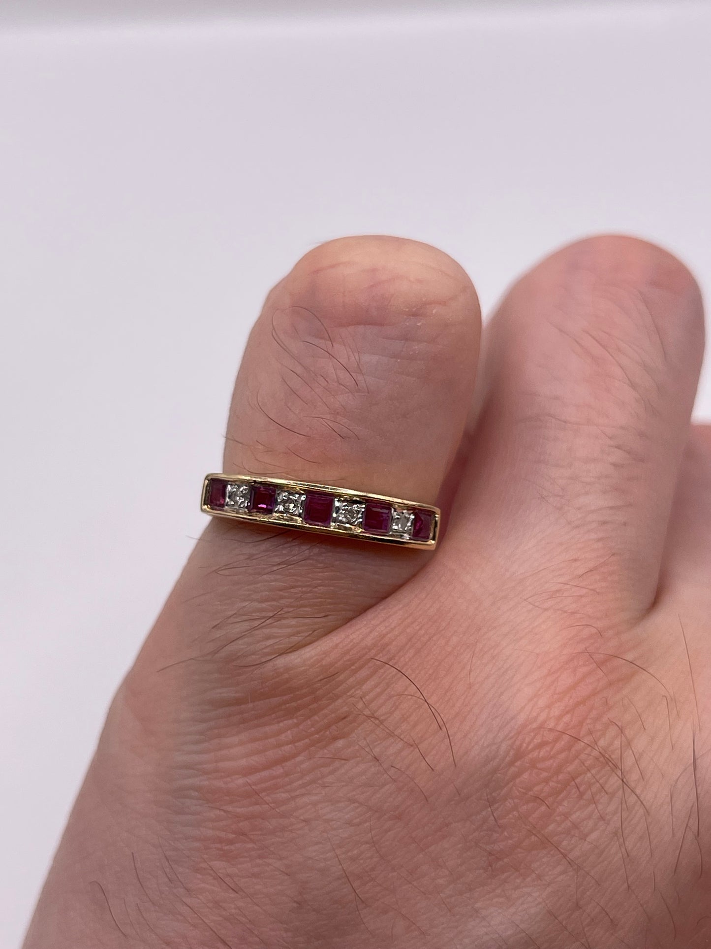 9ct gold ruby and diamond ring