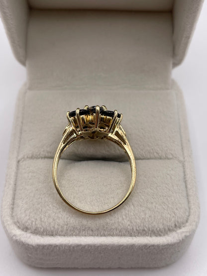 9ct gold sapphire cluster ring