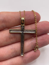Load image into Gallery viewer, 9ct gold diamond cross necklace
