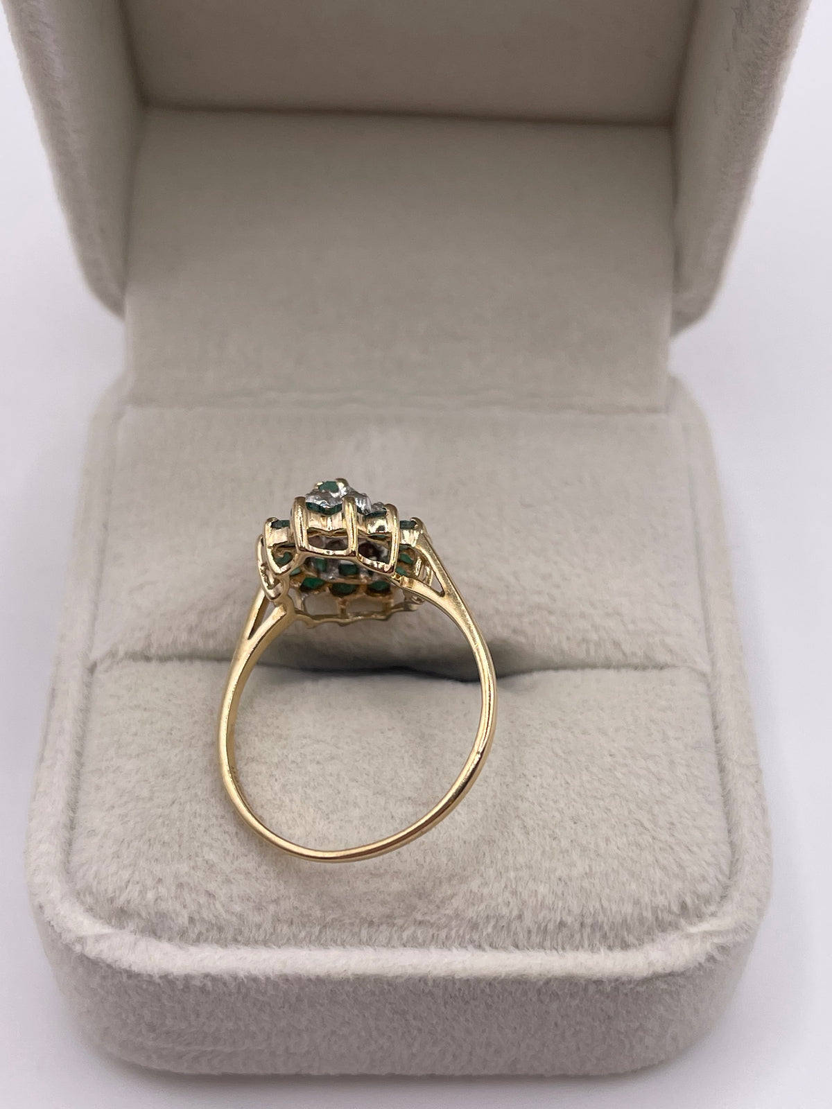 9ct gold emerald and diamond ring