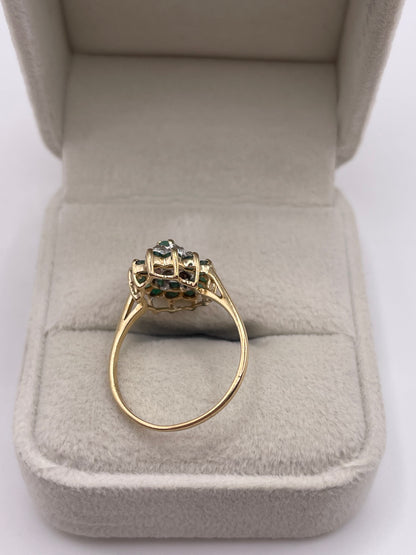 9ct gold emerald and diamond ring