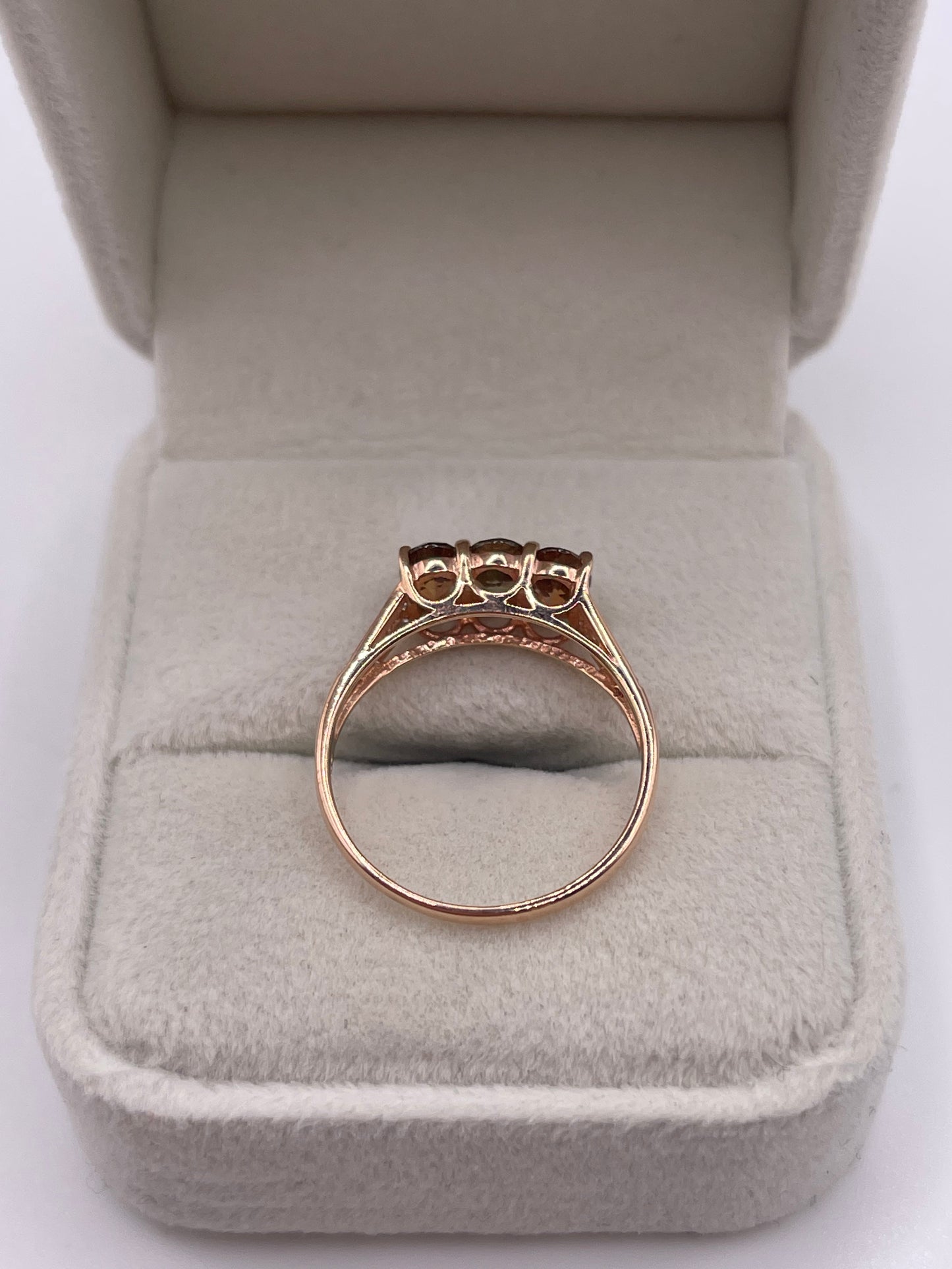 9ct rose gold andalusite and zircon ring