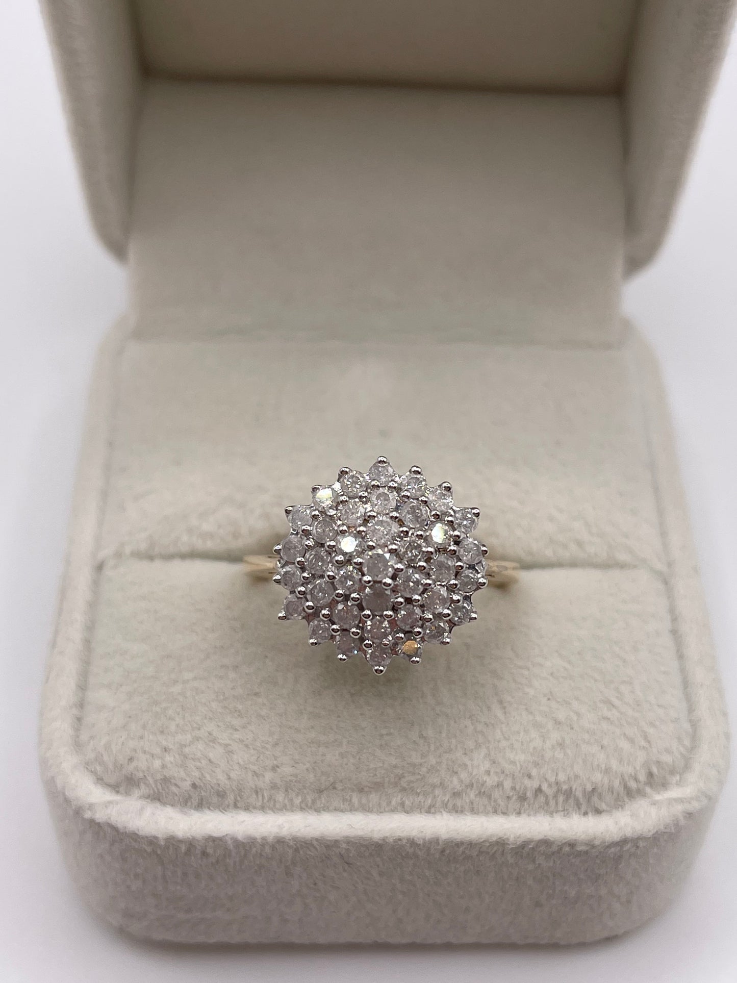 9ct gold 1ct diamond cluster ring